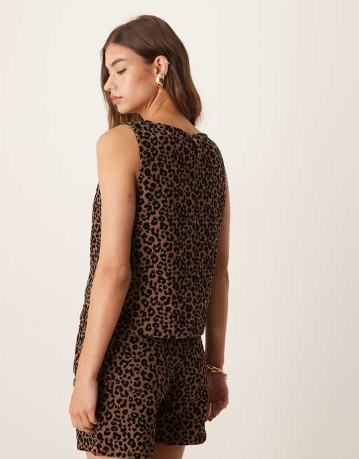 ASOS DESIGN denim shift top in flocked leopard, 4 of 4