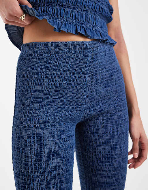 ASOS DESIGN denim shirred capri co-ord in darkwash, 5 of 5