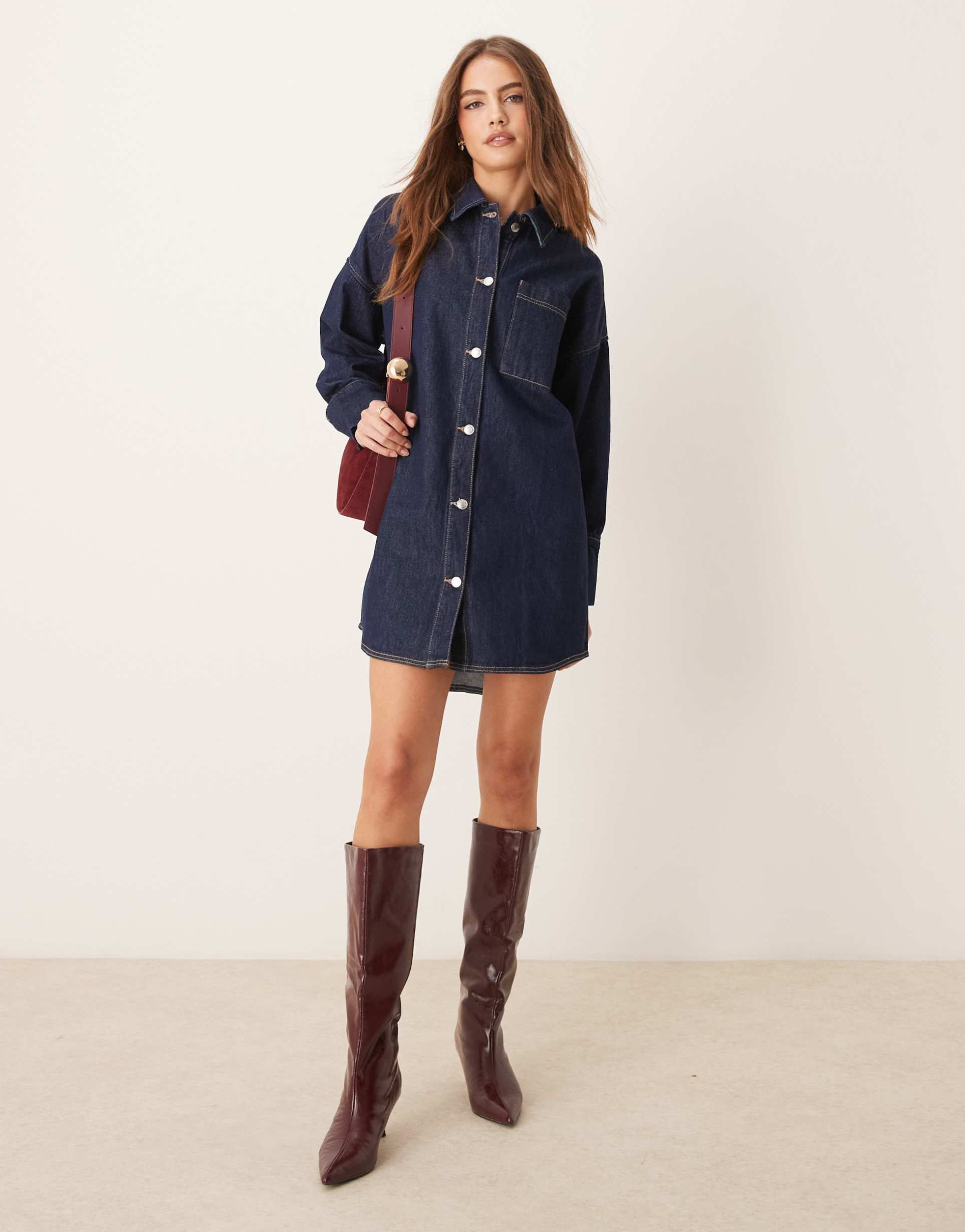 asos design denim shirt dress in indigo