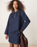 [ASOS DESIGN] ASOS DESIGN denim shirt dress in rinse wash-Blue S Rinse Wash