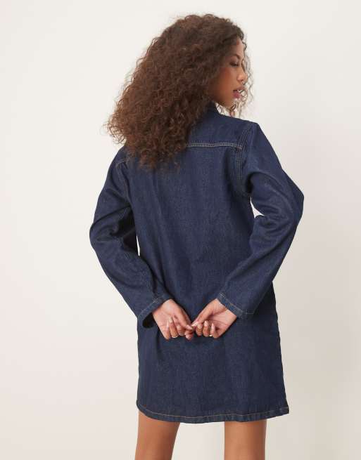 ASOS DESIGN denim shirt dress in rinse wash