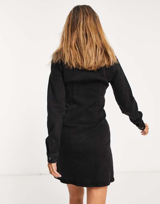 Black dress outlet with jean shirt