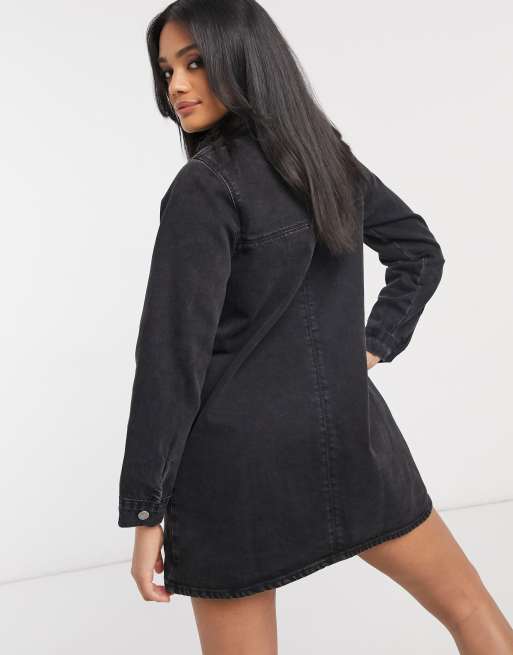 ASOS DESIGN Denim shirt dress in washed black