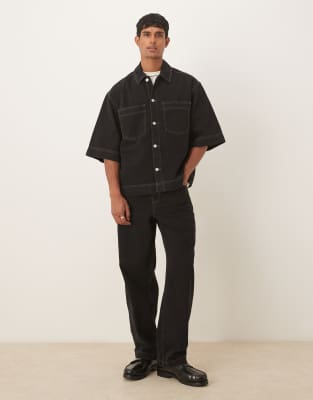 Asos Design Denim Shirt In Black