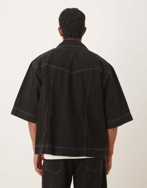 ASOS DESIGN denim shirt in black - part of a set, 3 of 5