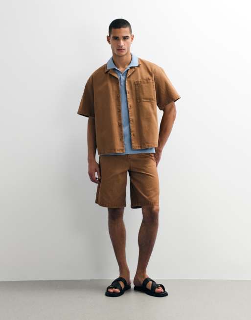 ASOS DESIGN denim shirt in brown - part of a set, 2 of 7
