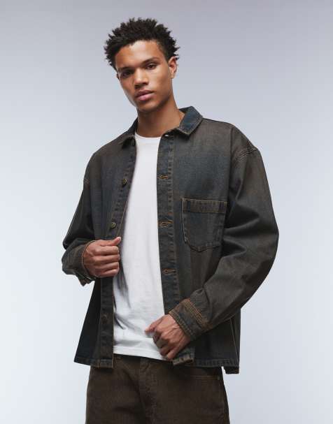ASOS DESIGN denim shirt in brown wash - part of a set - view 1