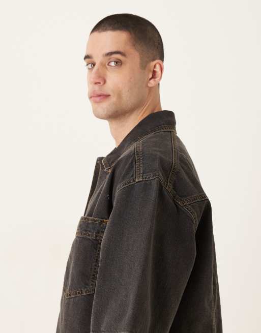 ASOS DESIGN denim shirt in brown wash - part of a set, 4 of 5