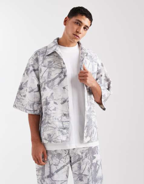 ASOS DESIGN denim shirt in camo - part of a set - view 1