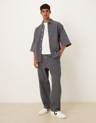 Asos Design Denim Shirt In Gray