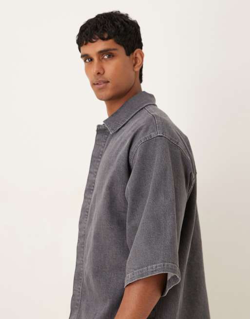 ASOS DESIGN denim shirt in grey (Part of a set), 4 of 5