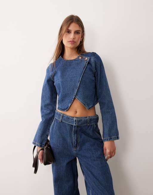 ASOS DESIGN denim shirt in rinse co-ord