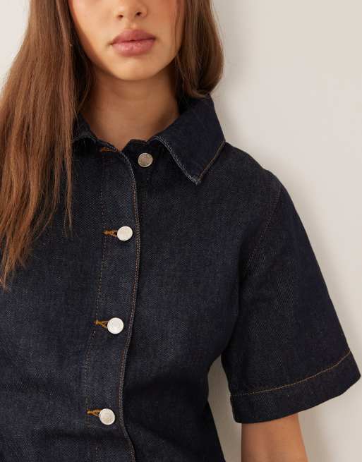 ASOS DESIGN denim shirt mini dress in indigo, 2 of 4
