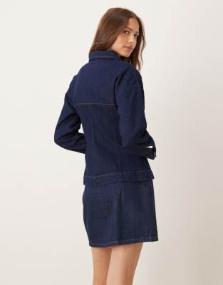 Asos Design Denim Shirt With Cinched Waist Jacket In Blue
