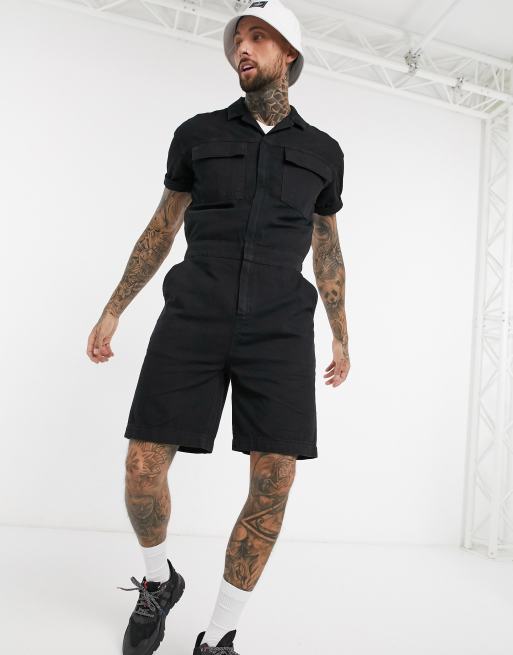 Denim short store boiler suit