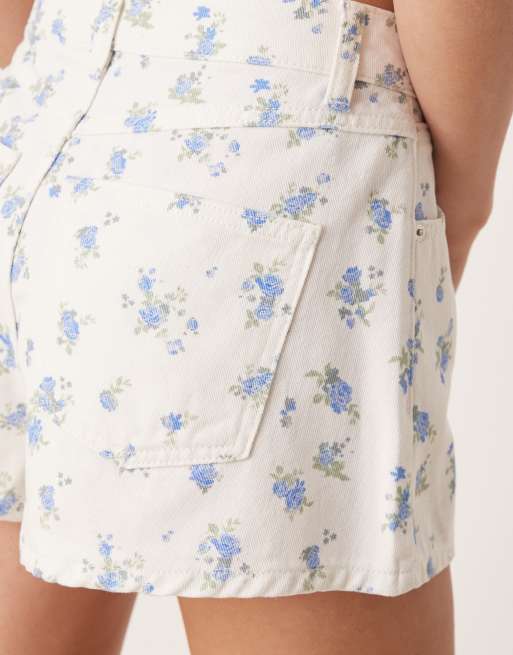 ASOS DESIGN - Denim short met A-lijn in fijne blauwe print, 5 van 5