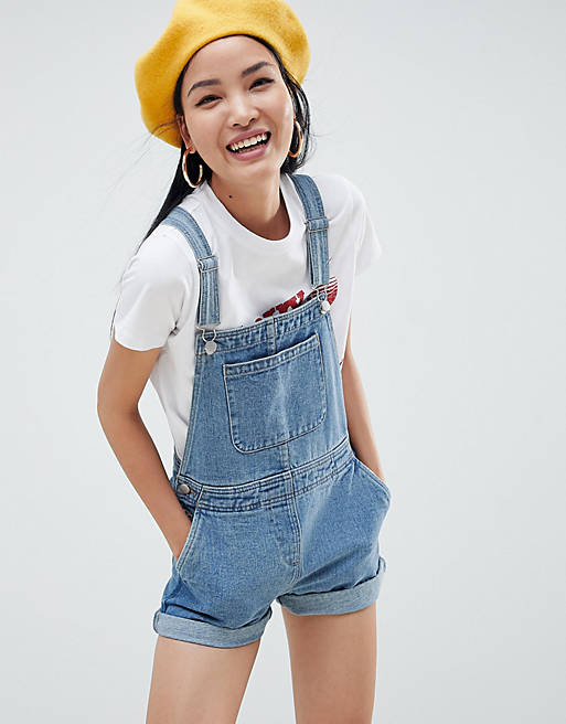 ASOS DESIGN denim overall in stonewash blue  Rompers womens jumpsuit,  Overalls outfit, Denim overalls