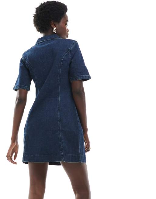 knee length dresses for ladies Short Ella Denim Dress – Tanya Taylor