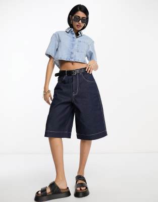 ASOS DESIGN denim short sleeve shirt in bleach