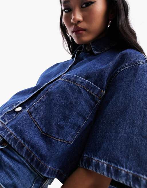 Denim Jacket Jean Patchwork Femme Asos ASOS DESIGN Denim Short