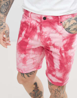 mens pink jean shorts