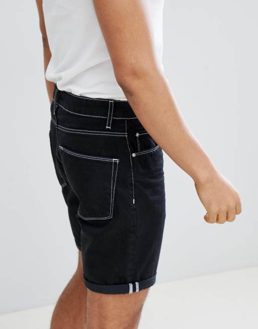 Black shorts store with white stitching