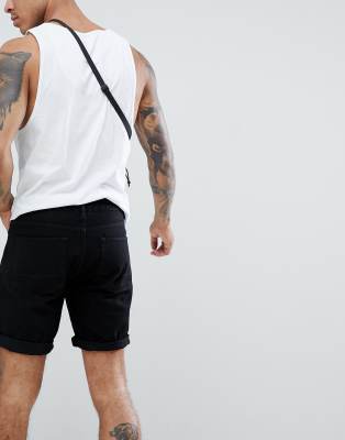 mens fitted jean shorts