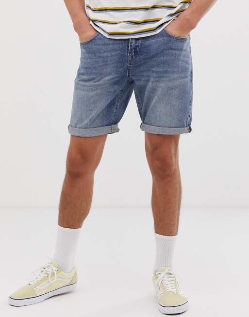 ASOS DESIGN denim shorts in slim mid wash ASOS