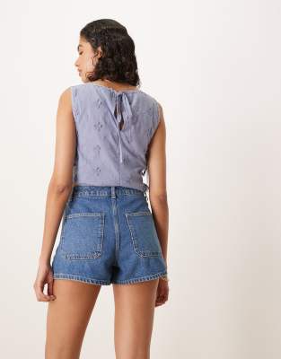 Asos Design Denim Shorts With Front Pockets