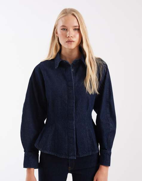 ASOS DESIGN denim skjorte i sæt med talje i rinse - view 1