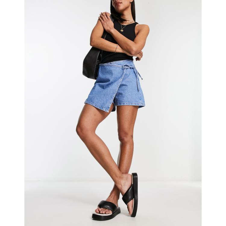 Cato Skort Shorts – Femme Taille L – Bleu – Motif Géométrique – Wrap – Très Bon état