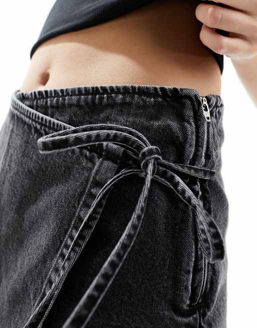 ASOS DESIGN denim skort in wash black