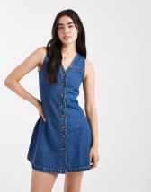 Robe Salopette En Jean Monki - Taille S, Noire, Occasion Très Bon état