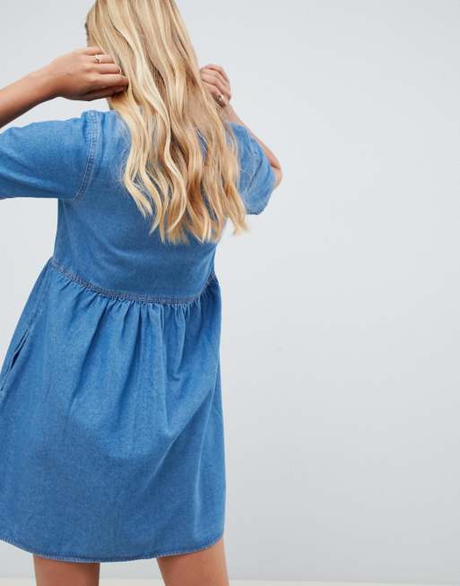 Asos denim smock dress sale