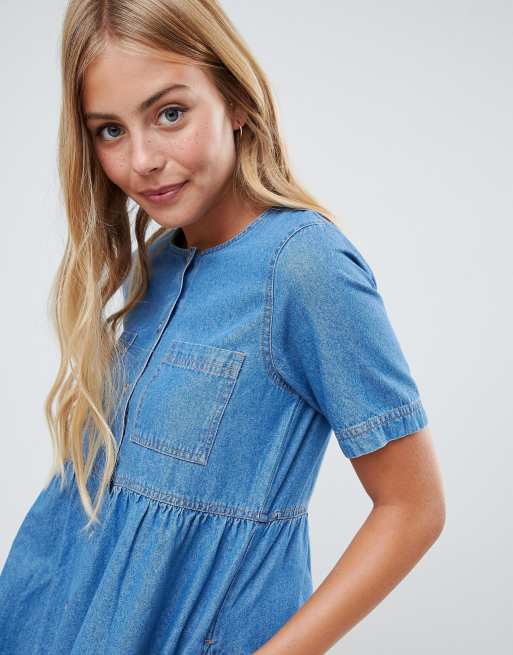 Asos denim smock outlet dress