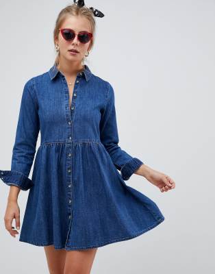 denim smock shirt dress