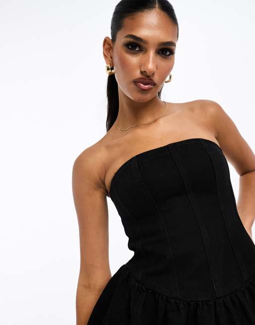 Strapless jurk online zwart