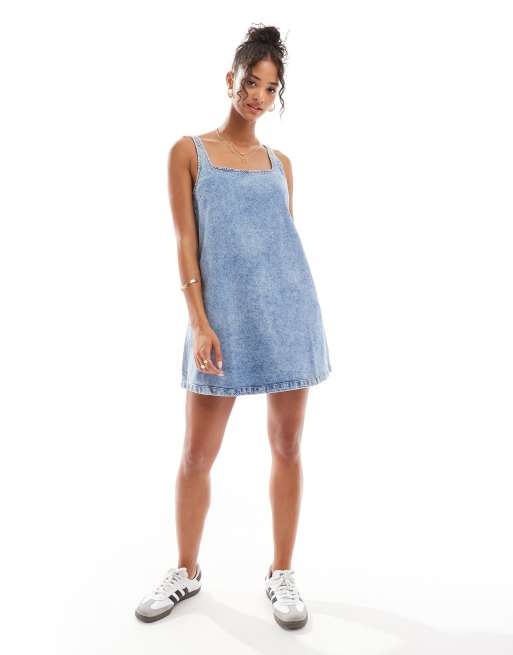 ASOS DESIGN denim sundress in midwash blue, 4 of 4