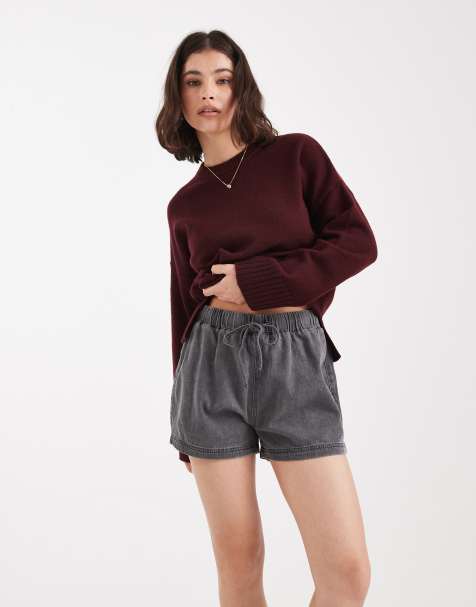 ASOS DESIGN denim sweatpants shorts in gray - view 1