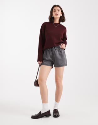 Asos Design Denim Sweatpants Shorts In Black