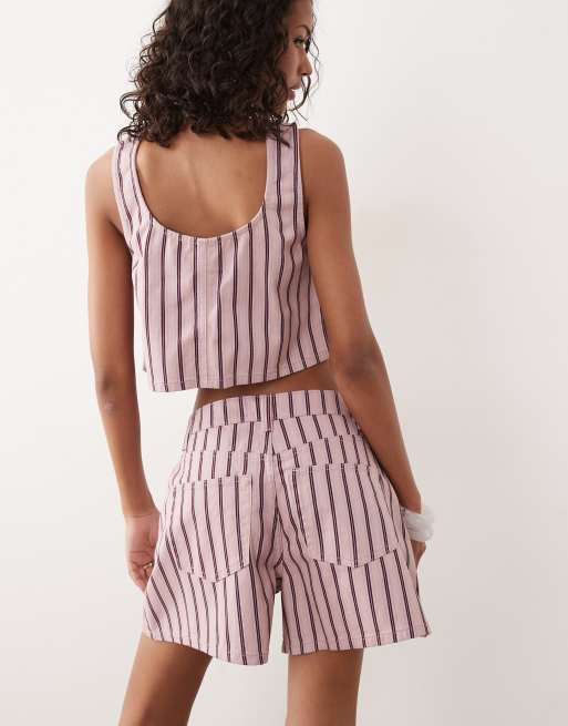 ASOS DESIGN denim swing top co-ord in stripe, 4 of 4