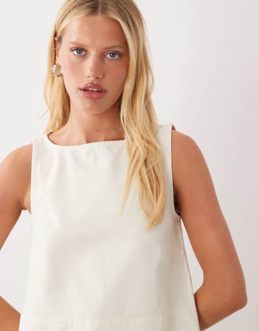 ASOS DESIGN denim swing top in ecru (part of a set), 3 of 4
