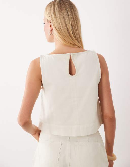 ASOS DESIGN denim swing top in ecru (part of a set), 4 of 4