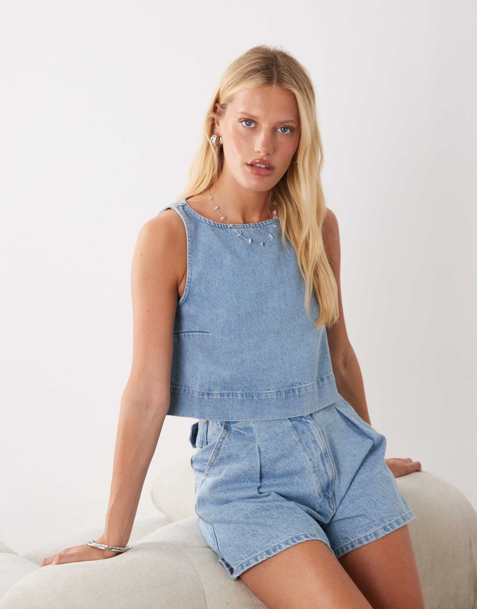 Женский джинсовый топ ASOS Design, светлая стирка