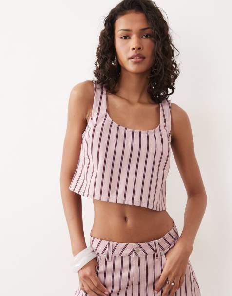 ASOS DESIGN denim swing top in stripe (part of a set) - view 1