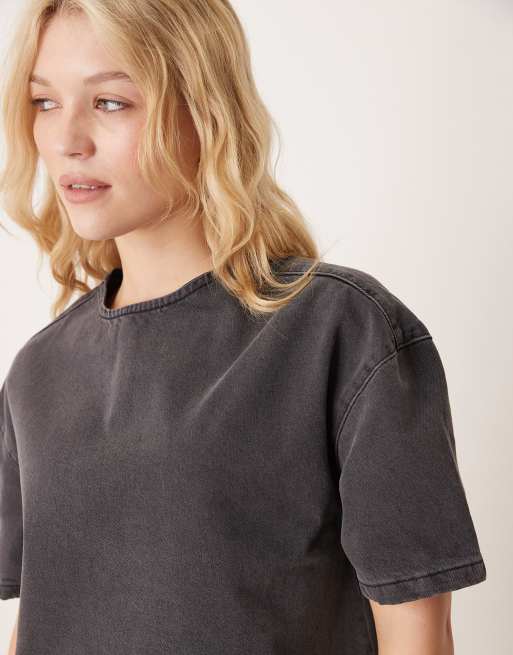 ASOS DESIGN denim T-shirt dress in black, 4 of 4