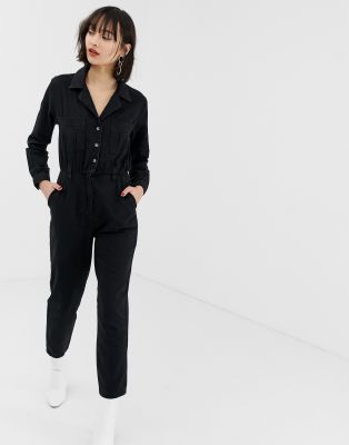 black denim boiler suit