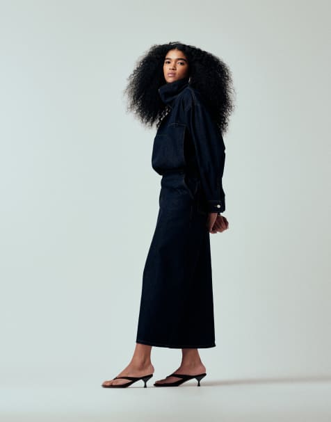 ASOS DESIGN denim tailored pencil skirt co ord - view 1