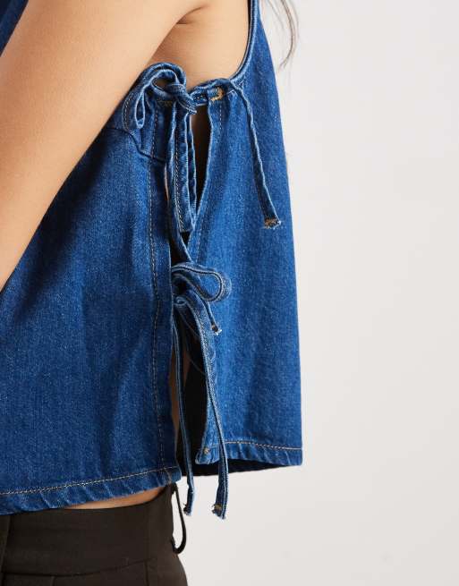ASOS DESIGN - Denim tanktop met gestrikte zijkanten, 3 van 4