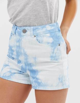 tie dye denim shorts